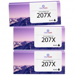 Compatible HP 207X W2210X Pack de 3 Cartouches de Toner Noir HP Color Laserjet Pro MFP M283fdw M255dw M282nw M283fdn AVEC PUCE