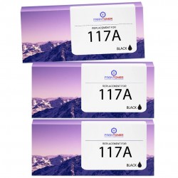 Toner équivalent à HP 117A Pack de 3 Noir - Avec puce