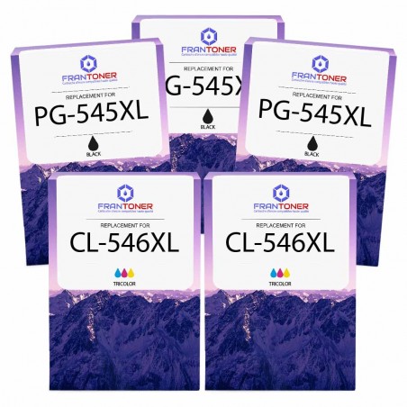 Pack de 5 Canon PG-545XL CL-546XL cartouches d'encre compatibles