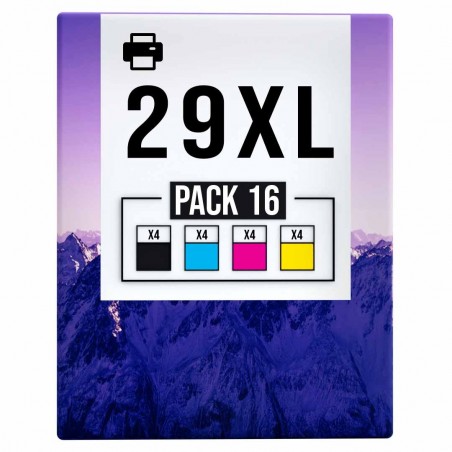 Pack de 16 cartouches compatibles 29XL Epson 4 noirs, 4 cyan, 4 magenta, 4 jaune