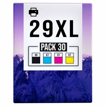 Pack de 30 cartouches compatibles 29XL Epson 9 noirs, 7 cyan, 7 magenta, 7 jaune